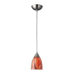 Elk Lighting - Arco Baleno 1-Light Pendant, Satin Nickel and Multi Glass - Pendant Lighting
