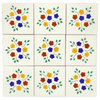 Handmade Tierra y Fuego Ceramic Tile, Bouquet, Set of 9