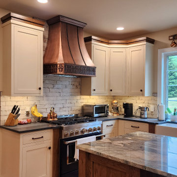 Rustic Hickory, Paint and Glaze with Copper range hood