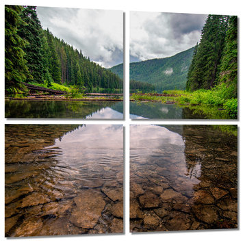 Clear Lake In Mountains Metal Print, 4 Panel Split, Quad HD Aluminum, 60x60
