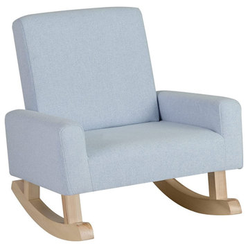 Light Blue Kids Rocking Chair With Solid Wood Legs
