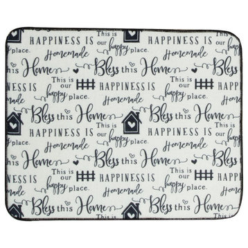 Farmhouse Happiness is Homemade Black and White Countertop Kitchen Drying Mat
