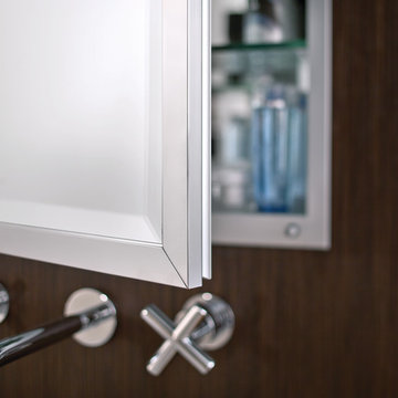 GlassCrafters' Lexington - Framed Mirrored Medicine Cabinet - door corner detail