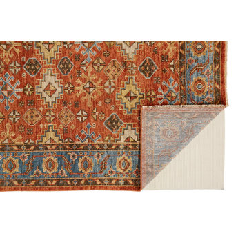 Weave & Wander Irie Traditional Oushak Rug, Red/Blue/Gold, 2'x3'