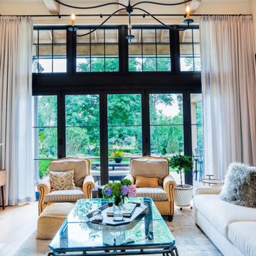Functional Drapes with 2-Finger Pinch Pleat on a Matte Black Traverse Rod