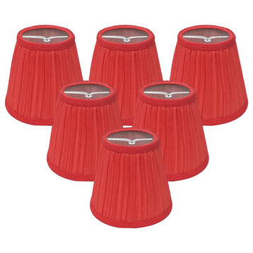 Royal Designs, Inc. Mushroom Pleat Clip On Chandelier Shade 3x5x5 in, Red, Set