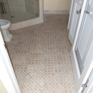 Ceramic Tile Shower and Floor in Bathroom
