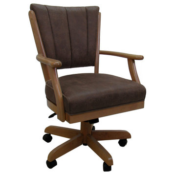 Dining Solid Wood Caster Chair on Wheels Classic, Northwest Whiskey Light Oak