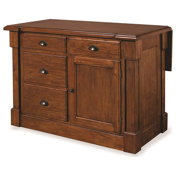 Rustic Kitchen Island, Mahogany Wood Construction With Expandable Top