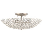 Livex Lighting - Livex Lighting Brushed Nickel 3-Light Ceiling Mount - Cassandra features a dazzling array of glass K9 crystal suspended within a modern frame. Light artfully reflects and refracts through these elements to provide a dramatic focal point to any room.