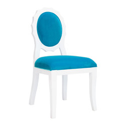 Worlds Away Floral Turquoise Velvet Chair - Dining Chairs