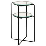 Elk Home - Oscar Accent Table - The Oscar Accent Table features a two-tier design. Made from a metal frame in a black, powered coated finish, it holds a round, clear glass table top and shelf. Ideal for a contemporary style living room or bedroom, the open frame design and clear glass mean it wont encroach on a sense of space and light while providing space for displaying a lamp, plant or other decorative items.