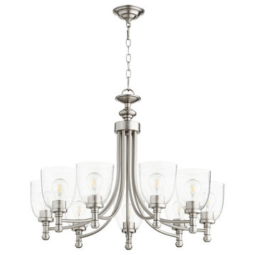 Rossington 9-Light Chandelier, Satin Nickel With Clear Seeded Glass