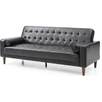 Glory Furniture Andrews Faux Leather Sleeper Sofa in Black