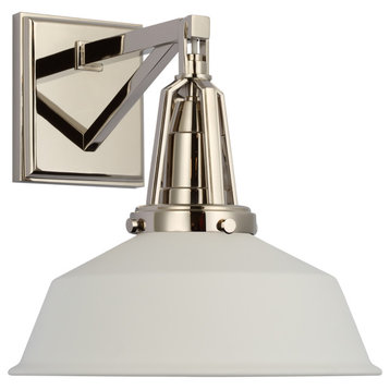Layton 10" Sconce in Polished Nickel with Matte White Shade
