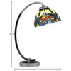 1-Light Desk Lamp, Graphite/Matte Black Finish, 7" Pavo Art Glass
