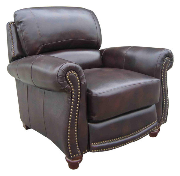 Carter Top Grain Italian Leather Push Back Recliner Traditional