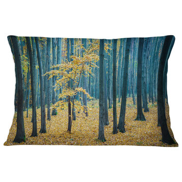 Dense Autumn Beach Forest Oversized Forest Throw Pillow, 12"x20"