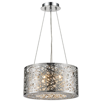 Round Contemporary 6-Light LED Chrome Finish Clear Crystal Chandelier