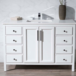 49 inch Transitional White Finish Bathroom Vanity Quartz Top - Bathroom Vanities And Sink Consoles