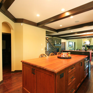 Knotty Cherry Island Cabinets with Wood Countertop with Ogee Edge