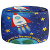 Love you to the Moon Rocket Pouf Chair Foot Stool, Square 13"x13"x13"