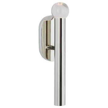 Rousseau Small Bath Sconce in Polished Nickel with Clear Glass Orb