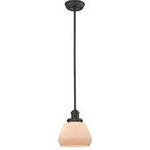 Innovations Lighting - Innovations Lighting 201S-OB-G171 Fulton - One Light Stem Mini Pendant - Solid Brass Hang Straight Swivel.  No. of Rods: 3  Canopy Included: TRUE  Shade Included: TRUE  Canopy Diameter: 4.50  Rod Length(s): 12.00Fulton One Light Stem Mini Pendant Oiled Rubbed Bronze Matte White Cased Glass *UL Approved: YES *Energy Star Qualified: n/a  *ADA Certified: n/a  *Number of Lights: Lamp: 1-*Wattage:100w Medium Base bulb(s) *Bulb Included:No *Bulb Type:Medium Base *Finish Type:Oiled Rubbed Bronze