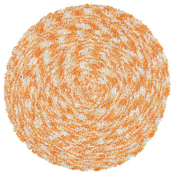 Orange Shagadelic Chenille Twist Swirl Rug, 5' Round
