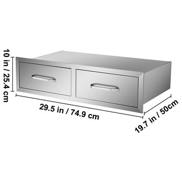 Outdoor Kitchen Drawers 30" W x 10" H x 20" D Horizontal Double BBQ Access