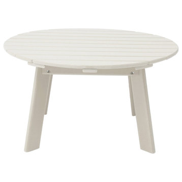 36"D Outdoor Patio HDPE Round Coffee Table, White