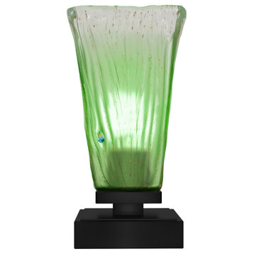 Luna 1-Light Table Lamp, Matte Black/Square Kiwi Green Crystal