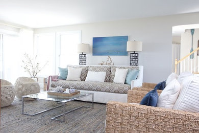 Example of a beach style home design design in New York