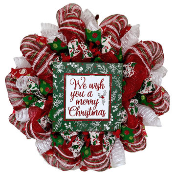 We Wish You A Merry Christmas Holly Wreath
