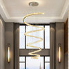 La Penne | Long Spiral Hanging Crystal Golden Chandelier, Gold, Dia19.7xh47.2", Cool Light, Dimmable