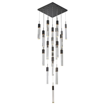 Matte Black Chandelier With Clear Block Crystal