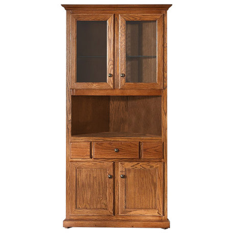 Eagle's Classis Oak Corner Dining Hutch/Buffet, Medium Oak