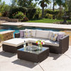 Noble House Santa Rosa 5 Piece Outdoor Wicker Sectional Sofa Set in Multibrown
