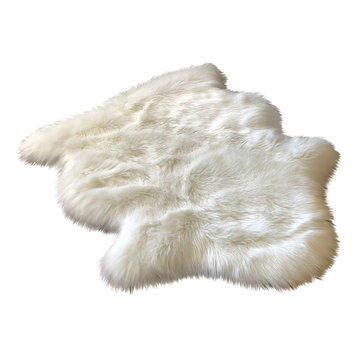 Super Soft Faux Sheepskin Silky Shag Rug, White, 2'x3'