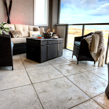Walkout stone deck