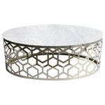 Tijoris Home Inc - Newport Chrome Coffee Table - The stunning design of this of this oversized round Newport Coffee Table with it's laser cut design which will add a glamorous feel to your space and with it's polished chrome stainless steel frame this table will capture the essence of elite contemporary luxury.