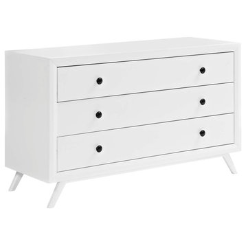 Tracy Upholstered Fabric Wood Dresser, White