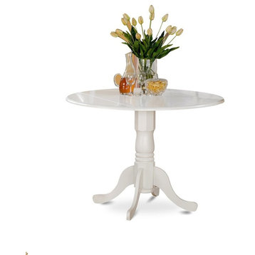 Dublin Round Table With 2 9" Drop Leaves, Linen White