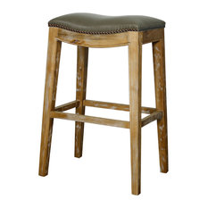 New Pacific Direct Inc. - Elmo Bonded Leather Counter Stool, Vintage Gray - Bar Stools and Counter Stools