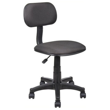 Pemberly Row Fabric Adjustable Steno Task Office Chair in Black