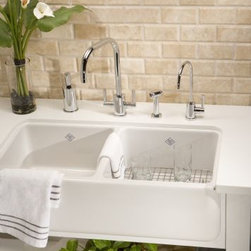 Rohl Shaws Sinks Original Two-Bowl Fireclay Apron Kitchen Sink - Kitchen Sinks
