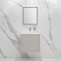 Volini Vanity Unit with Stone Basin (Matte Cappuccino 600mm) - Bathroom Vanity Units & Sink Cabinets