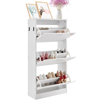 VEVOR Shoe Cabinet with 3 Flip Drawers Shoe Storage Cabinet for Entryway