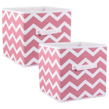 DII Nonwoven Polyester Cube Chevron Rose Square, Set of 2