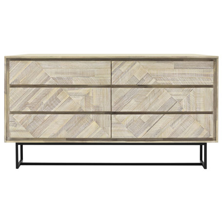 Peridot 6 Drawer Dresser, Natural Acacia Wood